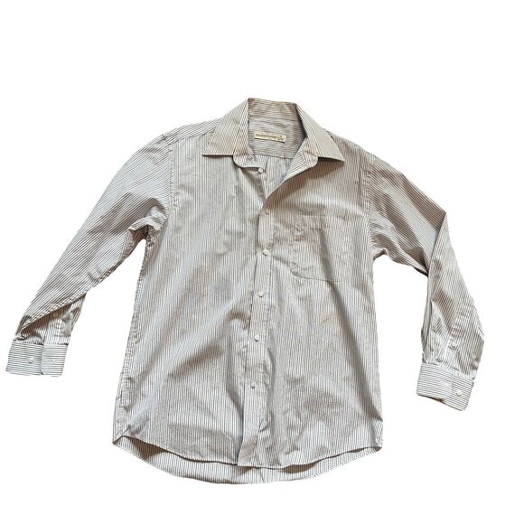 Pronto Uomo Men's Long Sleeve Button Up Shirt Size M 15 15.5 32/33 Black White - Picture 1 of 8